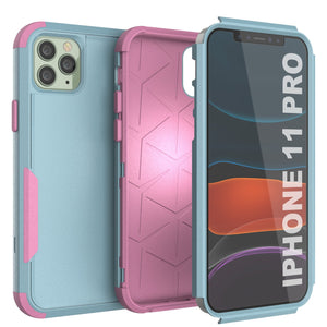 Punkcase for iPhone 11 Pro Belt Clip Multilayer Holster Case [Patron Series] [Mint-Pink]