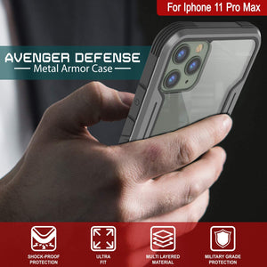 Punkcase iPhone 12 Pro Max Ravenger Case Protective Military Grade Multilayer Cover [Grey-Black]