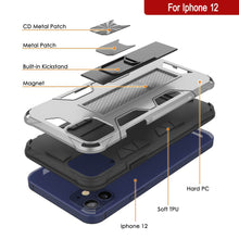 Load image into Gallery viewer, Punkcase iPhone 12 Case [ArmorShield Series] Military Style Protective Dual Layer Case Silver
