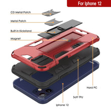 Load image into Gallery viewer, Punkcase iPhone 12 Case [ArmorShield Series] Military Style Protective Dual Layer Case Red
