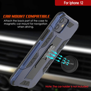 Punkcase iPhone 12 Case [ArmorShield Series] Military Style Protective Dual Layer Case Navy-Blue