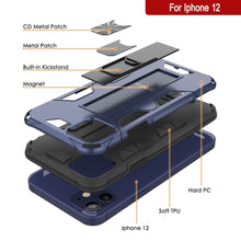 Load image into Gallery viewer, Punkcase iPhone 12 Case [ArmorShield Series] Military Style Protective Dual Layer Case Navy-Blue
