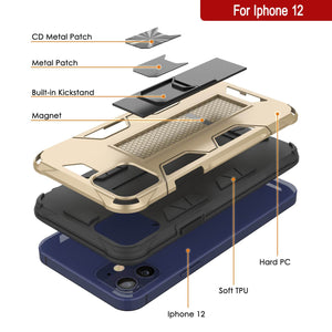 Punkcase iPhone 12 Case [ArmorShield Series] Military Style Protective Dual Layer Case Gold