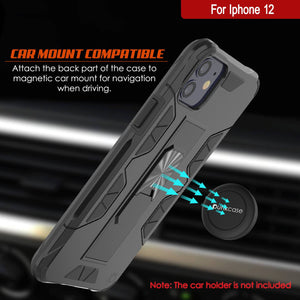 Punkcase iPhone 12 Case [ArmorShield Series] Military Style Protective Dual Layer Case Black