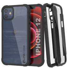 Load image into Gallery viewer, PunkCase iPhone 12 Case, [Spartan Series] Clear Rugged Heavy Duty Cover W/Built in Screen Protector [Black]

