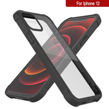 Load image into Gallery viewer, PunkCase iPhone 12 Case, [Spartan Series] Clear Rugged Heavy Duty Cover W/Built in Screen Protector [Black]
