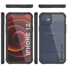 Load image into Gallery viewer, PunkCase iPhone 12 Case, [Spartan Series] Clear Rugged Heavy Duty Cover W/Built in Screen Protector [Black]
