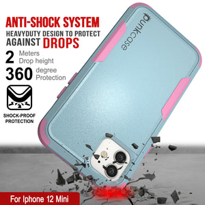 Punkcase for iPhone 12 Mini Belt Clip Multilayer Holster Case [Patron Series] [Mint-Pink]