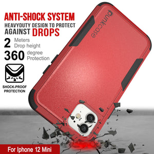 Punkcase for iPhone 12 Mini Belt Clip Multilayer Holster Case [Patron Series] [Red-Black]
