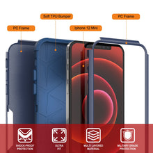 Load image into Gallery viewer, Punkcase for iPhone 12 Mini Belt Clip Multilayer Holster Case [Patron Series] [Navy]
