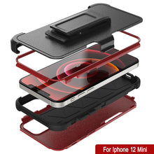 Load image into Gallery viewer, Punkcase for iPhone 12 Mini Belt Clip Multilayer Holster Case [Patron Series] [Red-Black]
