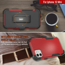 Load image into Gallery viewer, Punkcase for iPhone 12 Mini Belt Clip Multilayer Holster Case [Patron Series] [Red-Black]
