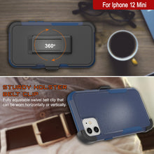 Load image into Gallery viewer, Punkcase for iPhone 12 Mini Belt Clip Multilayer Holster Case [Patron Series] [Navy]
