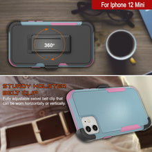 Load image into Gallery viewer, Punkcase for iPhone 12 Mini Belt Clip Multilayer Holster Case [Patron Series] [Mint-Pink]
