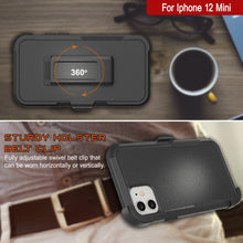 Load image into Gallery viewer, Punkcase for iPhone 12 Mini Belt Clip Multilayer Holster Case [Patron Series] [Black]
