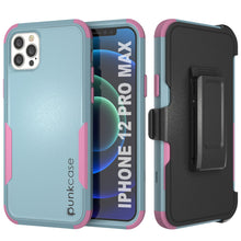 Load image into Gallery viewer, Punkcase for iPhone 12 Pro Max Belt Clip Multilayer Holster Case [Patron Series] [Mint-Pink]
