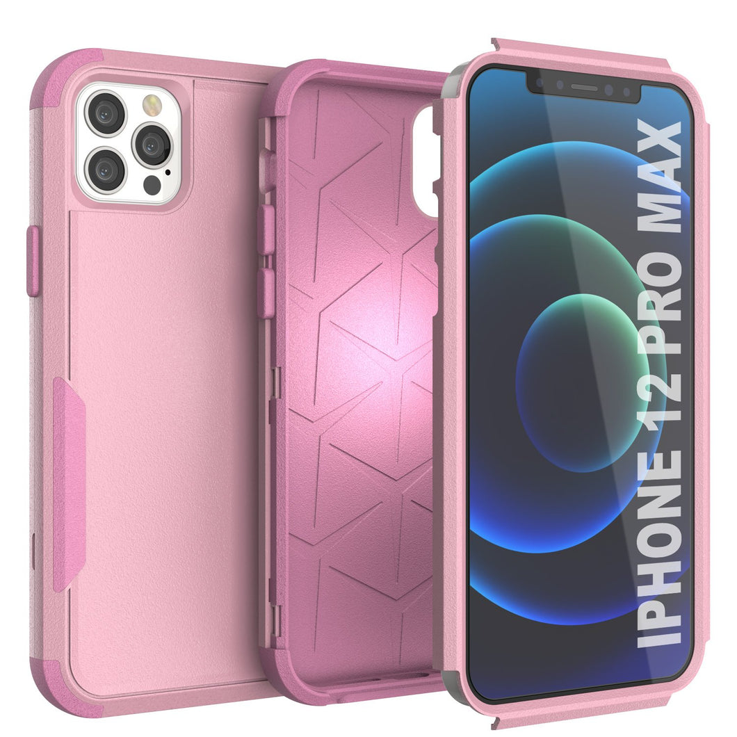 Punkcase for iPhone 12 Pro Max Belt Clip Multilayer Holster Case [Patron Series] [Pink]