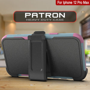 Punkcase for iPhone 12 Pro Max Belt Clip Multilayer Holster Case [Patron Series] [Mint-Pink]