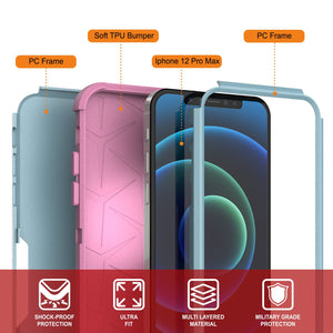 Punkcase for iPhone 12 Pro Max Belt Clip Multilayer Holster Case [Patron Series] [Mint-Pink]