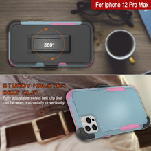 Load image into Gallery viewer, Punkcase for iPhone 12 Pro Max Belt Clip Multilayer Holster Case [Patron Series] [Mint-Pink]
