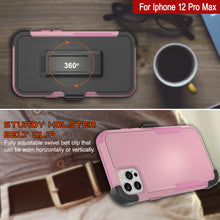 Load image into Gallery viewer, Punkcase for iPhone 12 Pro Max Belt Clip Multilayer Holster Case [Patron Series] [Pink]
