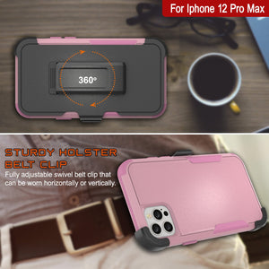 Punkcase for iPhone 12 Pro Max Belt Clip Multilayer Holster Case [Patron Series] [Pink]