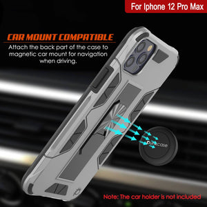 Punkcase iPhone 12 Pro Max Case [ArmorShield Series] Military Style Protective Dual Layer Case Silver