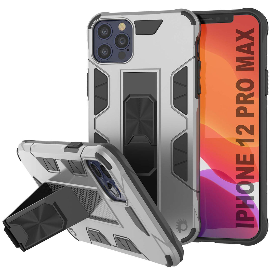 Punkcase iPhone 12 Pro Max Case [ArmorShield Series] Military Style Protective Dual Layer Case Silver