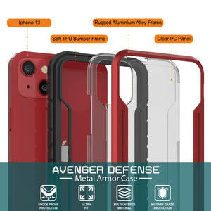 Punkcase iPhone 13 Ravenger Case Protective Military Grade Multilayer Cover [Red]