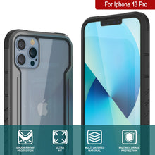 Load image into Gallery viewer, Punkcase iPhone 13 Pro Ravenger Case Protective Military Grade Multilayer Cover [Grey-Black]
