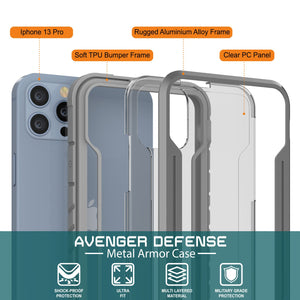 Punkcase iPhone 13 Pro Ravenger Case Protective Military Grade Multilayer Cover [Grey]