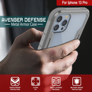 Punkcase iPhone 13 Pro Ravenger Case Protective Military Grade Multilayer Cover [Grey]