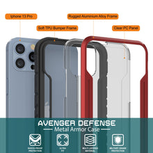 Load image into Gallery viewer, Punkcase iPhone 13 Pro Ravenger Case Protective Military Grade Multilayer Cover [Red]
