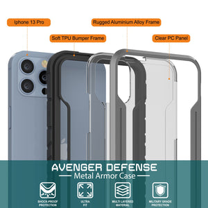 Punkcase iPhone 13 Pro Ravenger Case Protective Military Grade Multilayer Cover [Grey-Black]