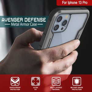 Punkcase iPhone 13 Pro Ravenger Case Protective Military Grade Multilayer Cover [Grey-Black]