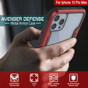 Punkcase iPhone 13 Pro Max Ravenger Case Protective Military Grade Multilayer Cover [Red]