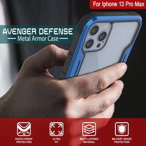 Punkcase iPhone 13 Pro Max Ravenger Case Protective Military Grade Multilayer Cover [Navy Blue]