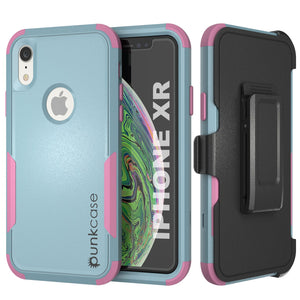 Punkcase for iPhone XR Belt Clip Multilayer Holster Case [Patron Series] [Mint-Pink]