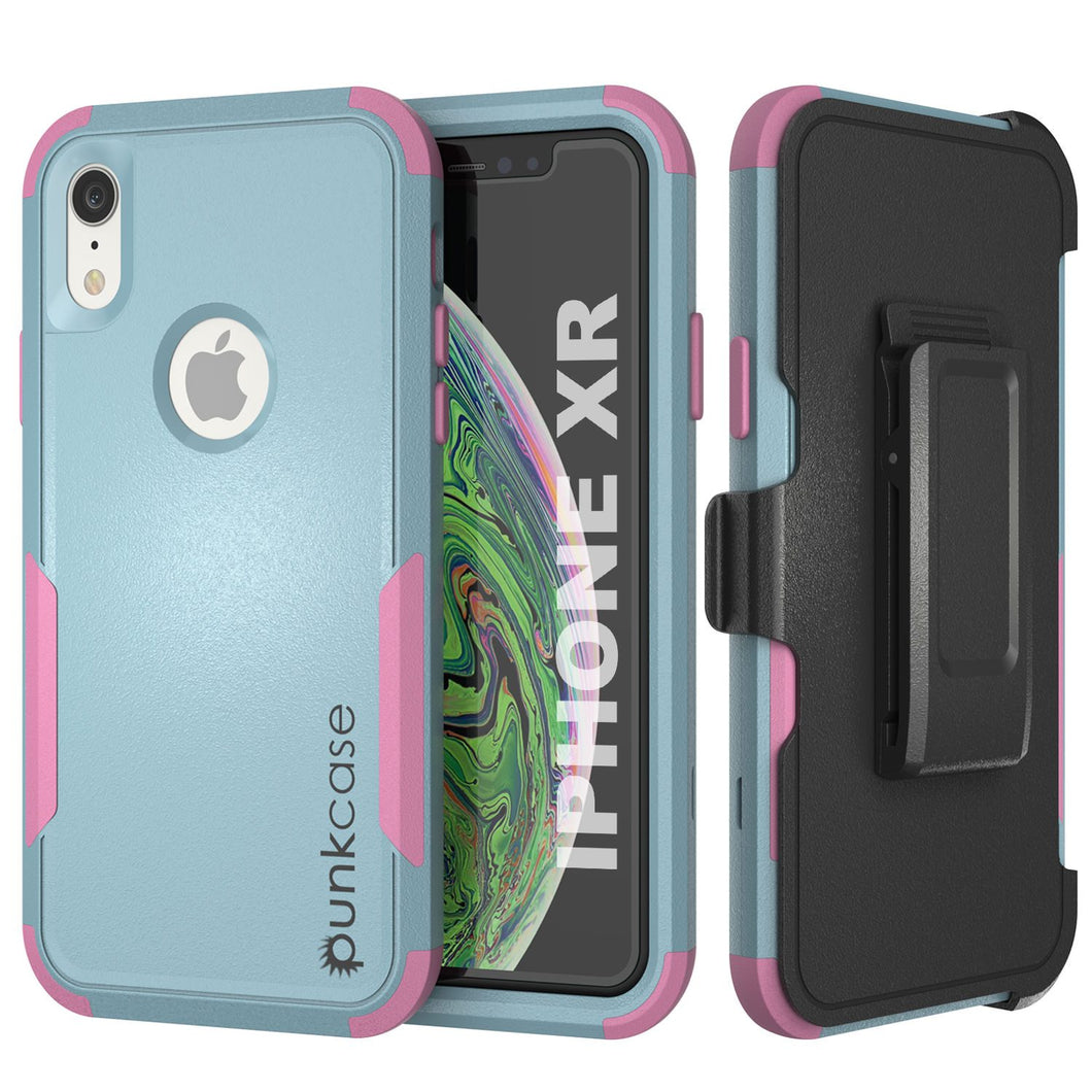 Punkcase for iPhone XR Belt Clip Multilayer Holster Case [Patron Series] [Mint-Pink]