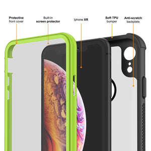 PunkCase iPhone XR Case, [Spartan Series] Clear Rugged Heavy Duty Cover W/Built in Screen Protector [Light-Green]