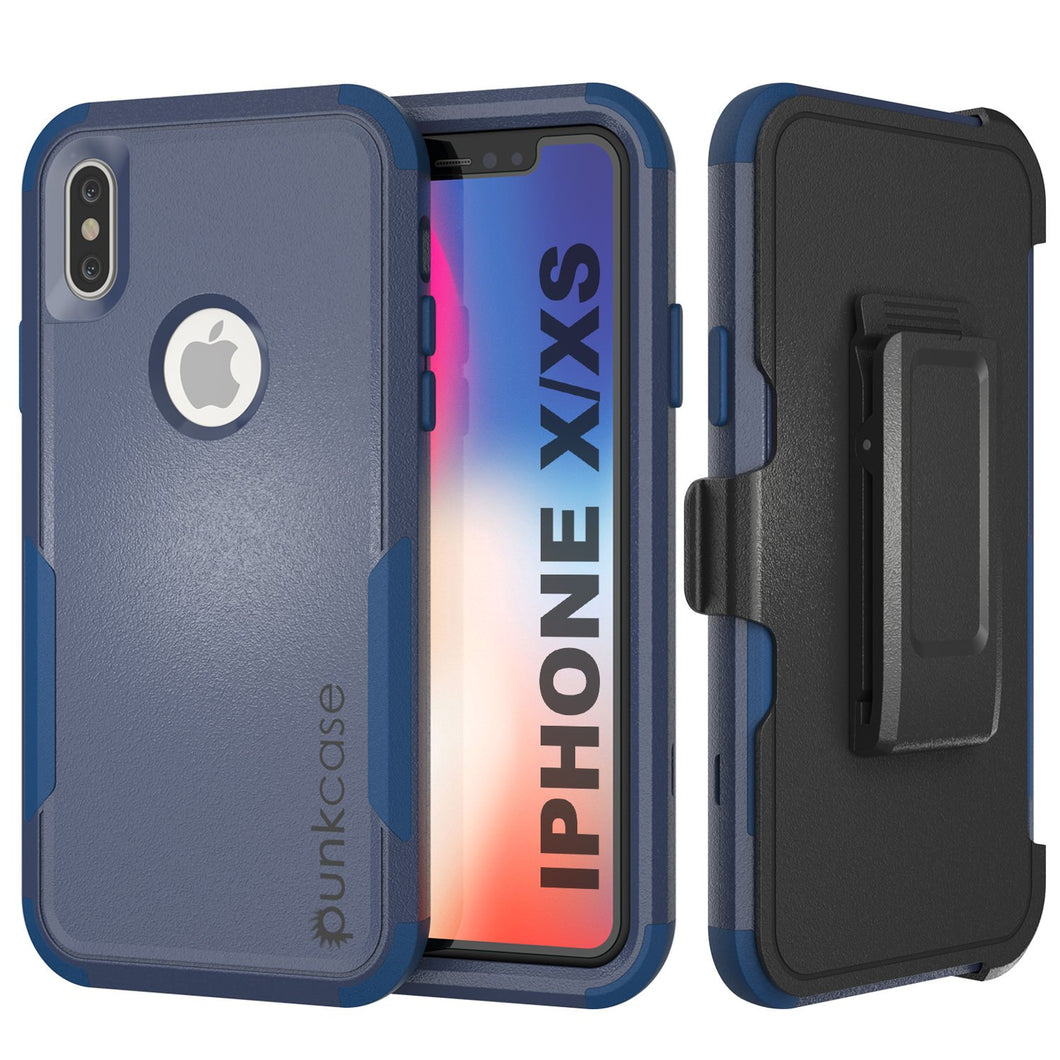 Punkcase for iPhone X Belt Clip Multilayer Holster Case [Patron Series] [Navy]