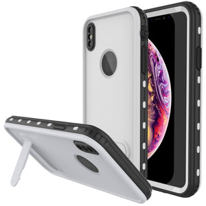 iPhone XS Max Waterproof Case, Punkcase [KickStud Series] Armor Cover [White]