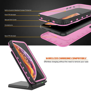 iPhone XS Max Waterproof Case, Punkcase [KickStud Series] Armor Cover [Pink]
