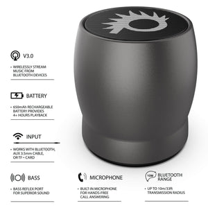 Punkcase ROCKER Portable Wireless Bluetooth Speaker for iPhone/Android [Metallic Grey]