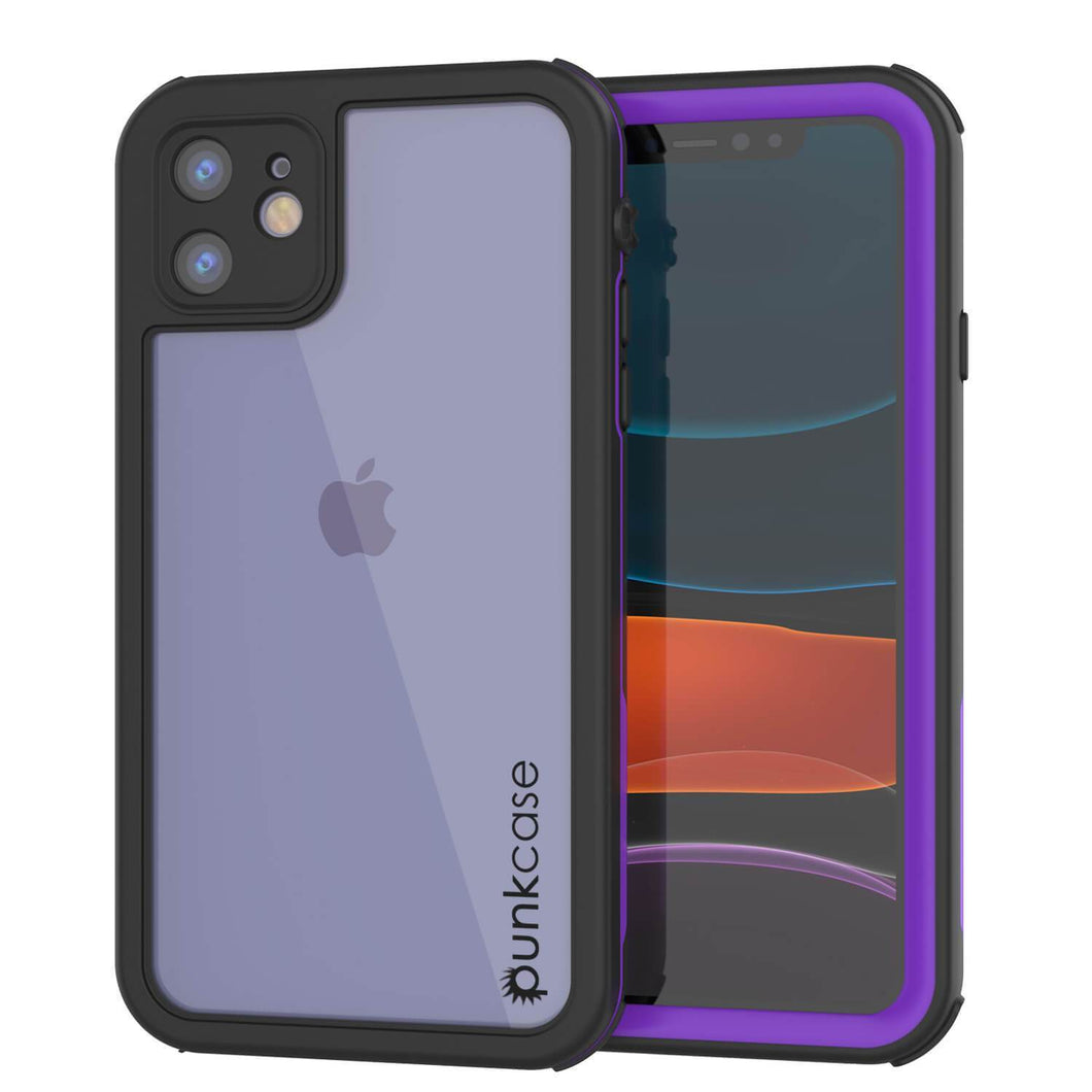 iPhone 12 Waterproof IP68 Case, Punkcase [Purple]  [Maximus Series] [Slim Fit] [IP68 Certified] [Shockresistant] Clear Armor Cover with Screen Protector | Ultimate Protection