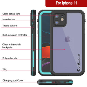 iPhone 12 Waterproof IP68 Case, Punkcase [teal]  [Maximus Series] [Slim Fit] [IP68 Certified] [Shockresistant] Clear Armor Cover with Screen Protector | Ultimate Protection
