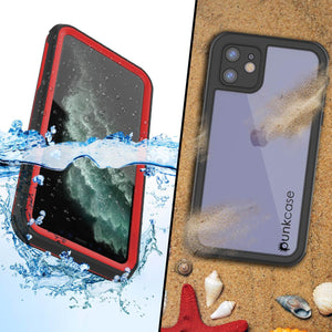 iPhone 12 Waterproof IP68 Case, Punkcase [red]  [Maximus Series] [Slim Fit] [IP68 Certified] [Shockresistant] Clear Armor Cover with Screen Protector | Ultimate Protection