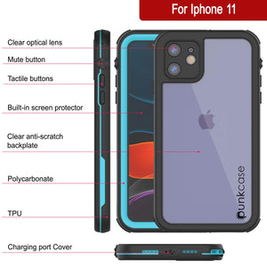 iPhone 12 Waterproof IP68 Case, Punkcase [Blue]  [Maximus Series] [Slim Fit] [IP68 Certified] [Shockresistant] Clear Armor Cover with Screen Protector | Ultimate Protection