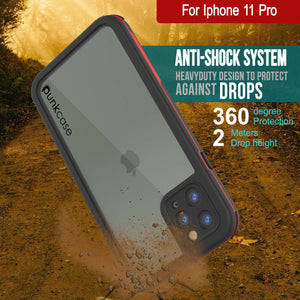 iPhone 12 Pro Waterproof IP68 Case, Punkcase [red]  [Maximus Series] [Slim Fit] [IP68 Certified] [Shockresistant] Clear Armor Cover with Screen Protector | Ultimate Protection