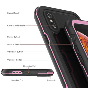 iPhone XS Waterproof IP68 Case, Punkcase [pink] [Rapture Series]  W/Built in Screen Protector